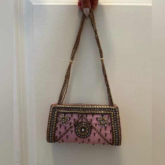 Unique Pink Beaded Clutch - Picture 2 of 7